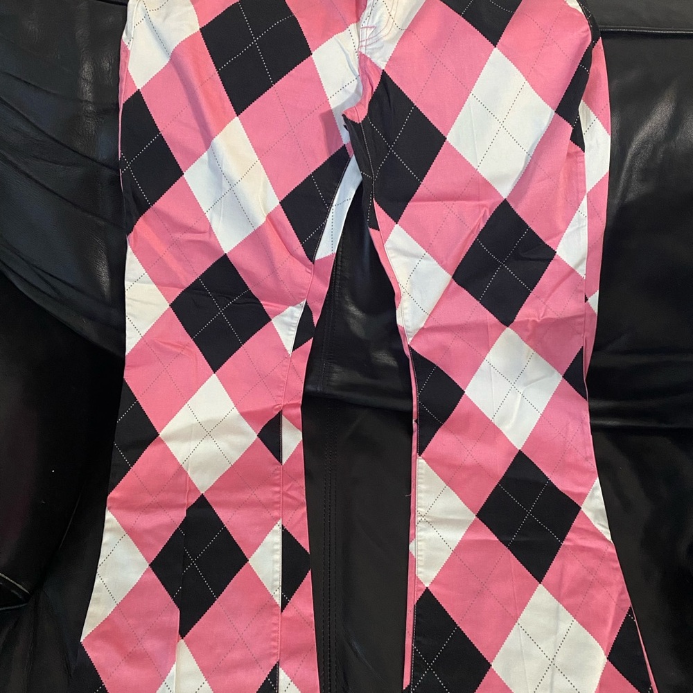 Women’s Loudmouth Golf Pink and Black Argyle Pants